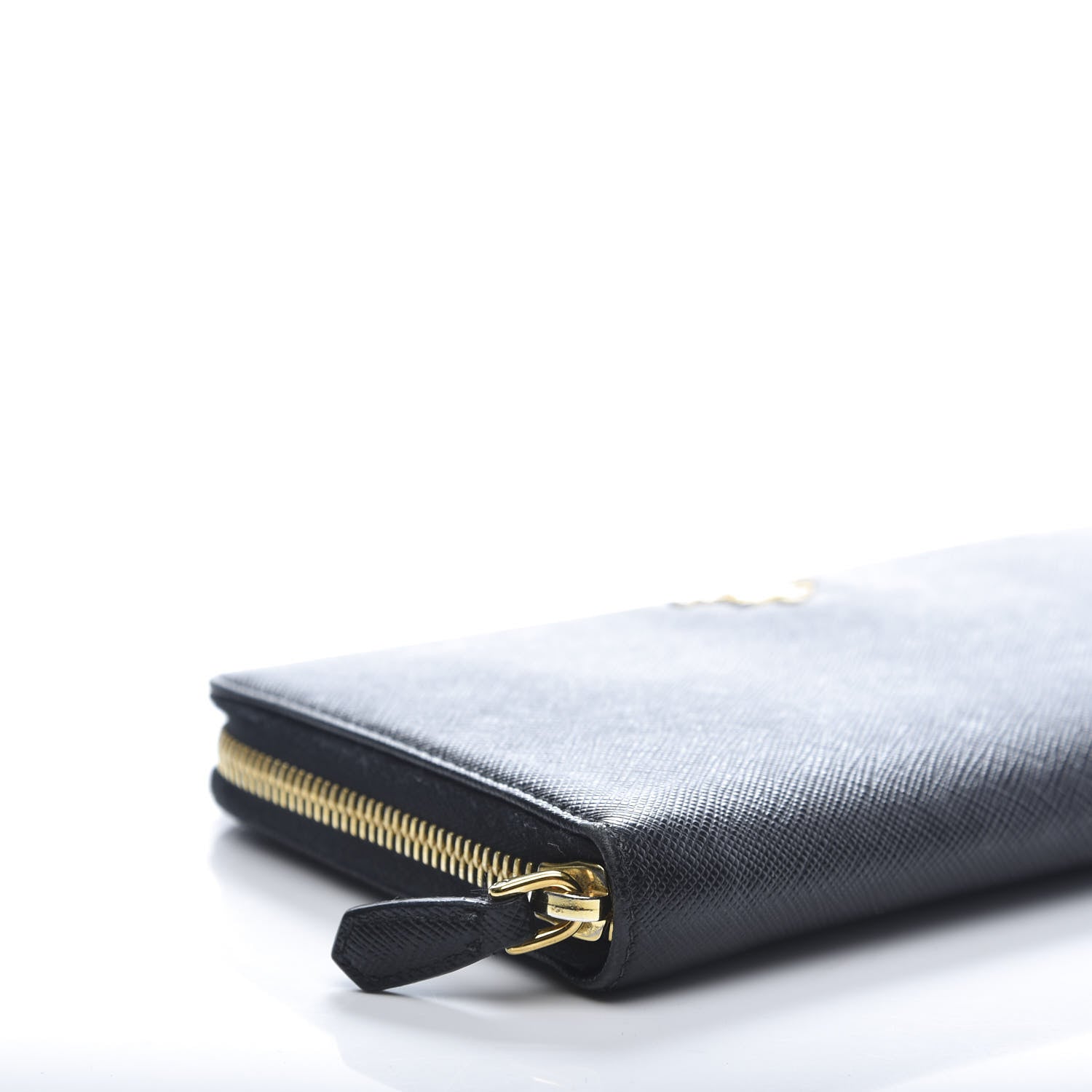 Prada Saffiano Metal Large Zip Around Travel Wallet Black 8 of 10