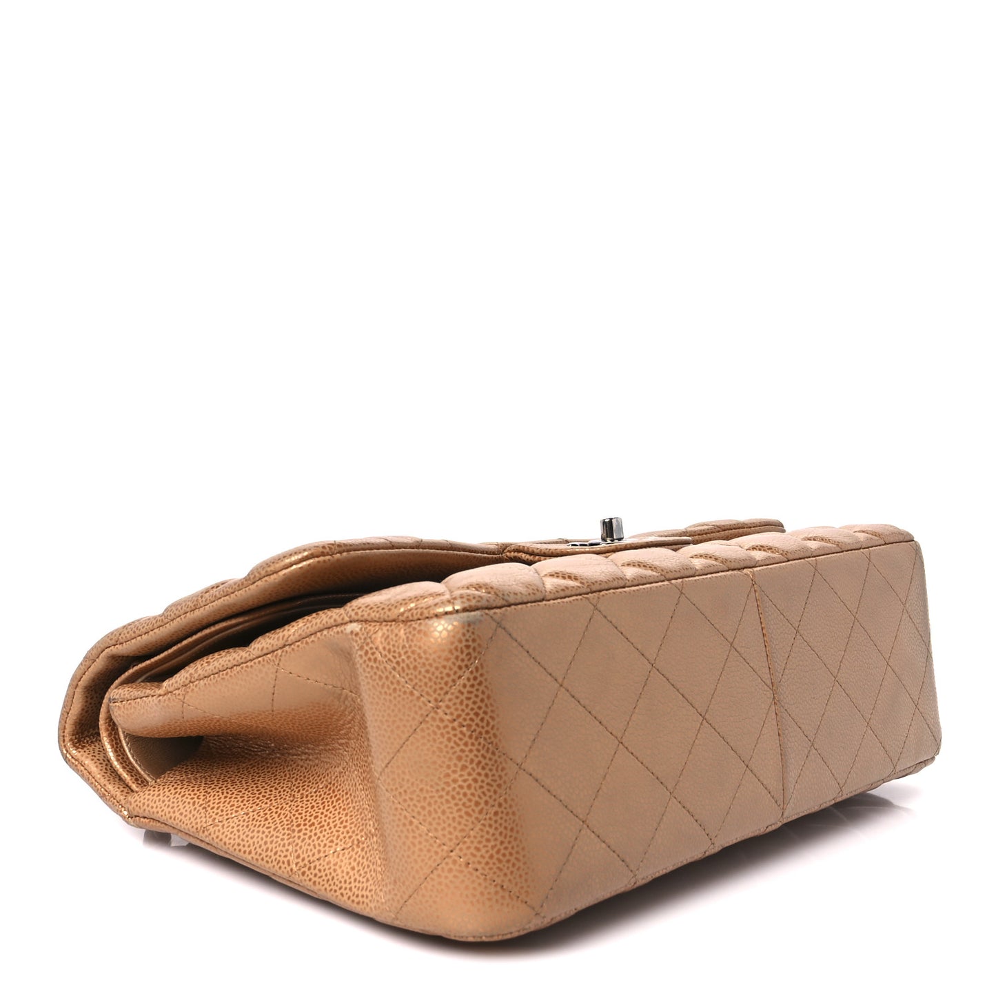 Metallic Caviar Quilted Jumbo Double Flap Copper