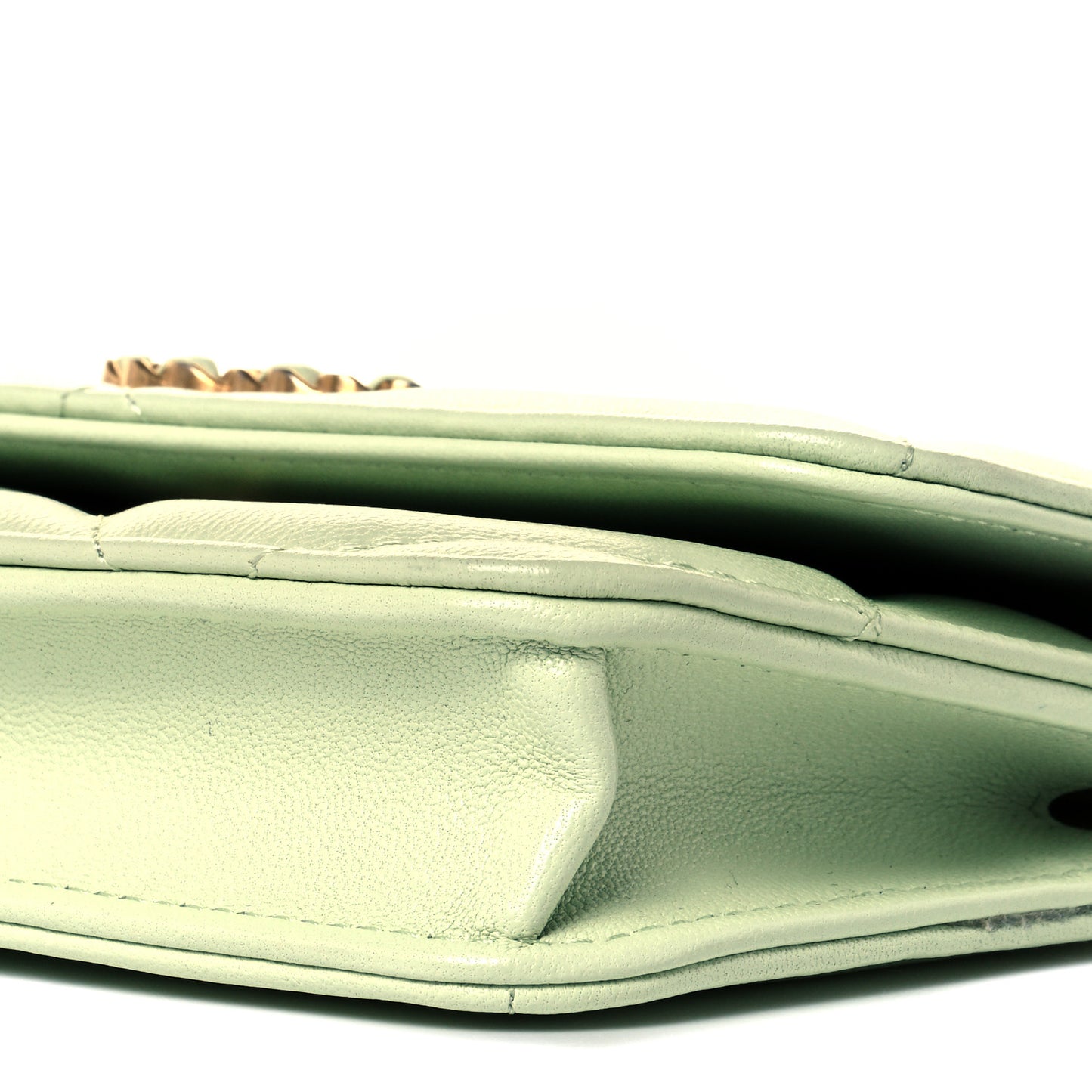 Lambskin Quilted Chanel 19 Clutch With Chain Light Green