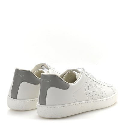 Gucci Calfskin Interlocking G Perforated Mens Ace Sneakers 12 White Grey Sky 5 of 9