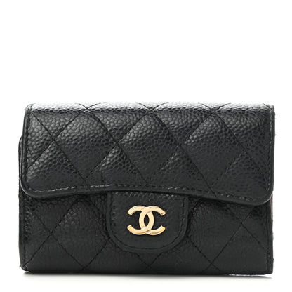Chanel Caviar Quilted Classic 4 Key Holder Wallet Black 1 of 11
