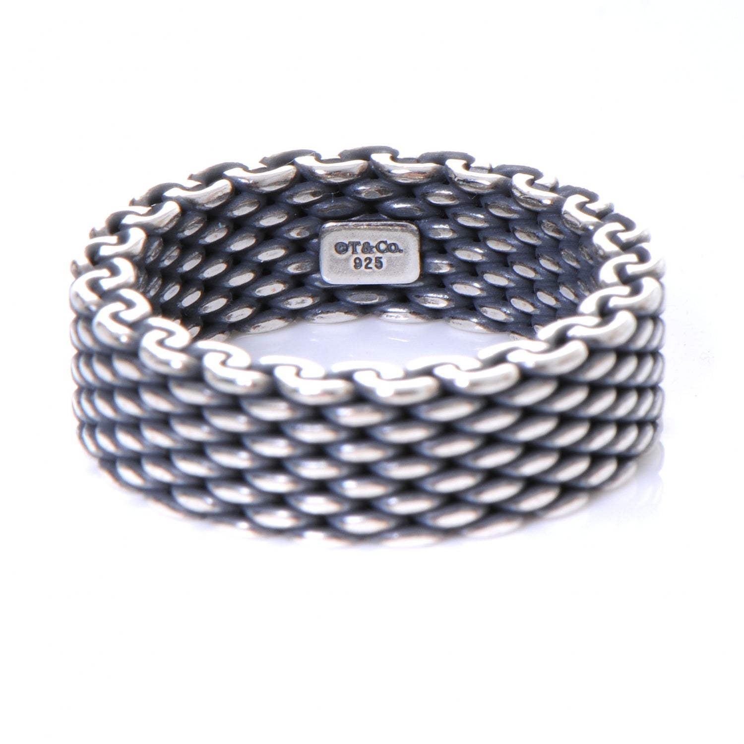 Tiffany Oxidized Sterling Silver Mesh Somerset Ring 8 3 of 5