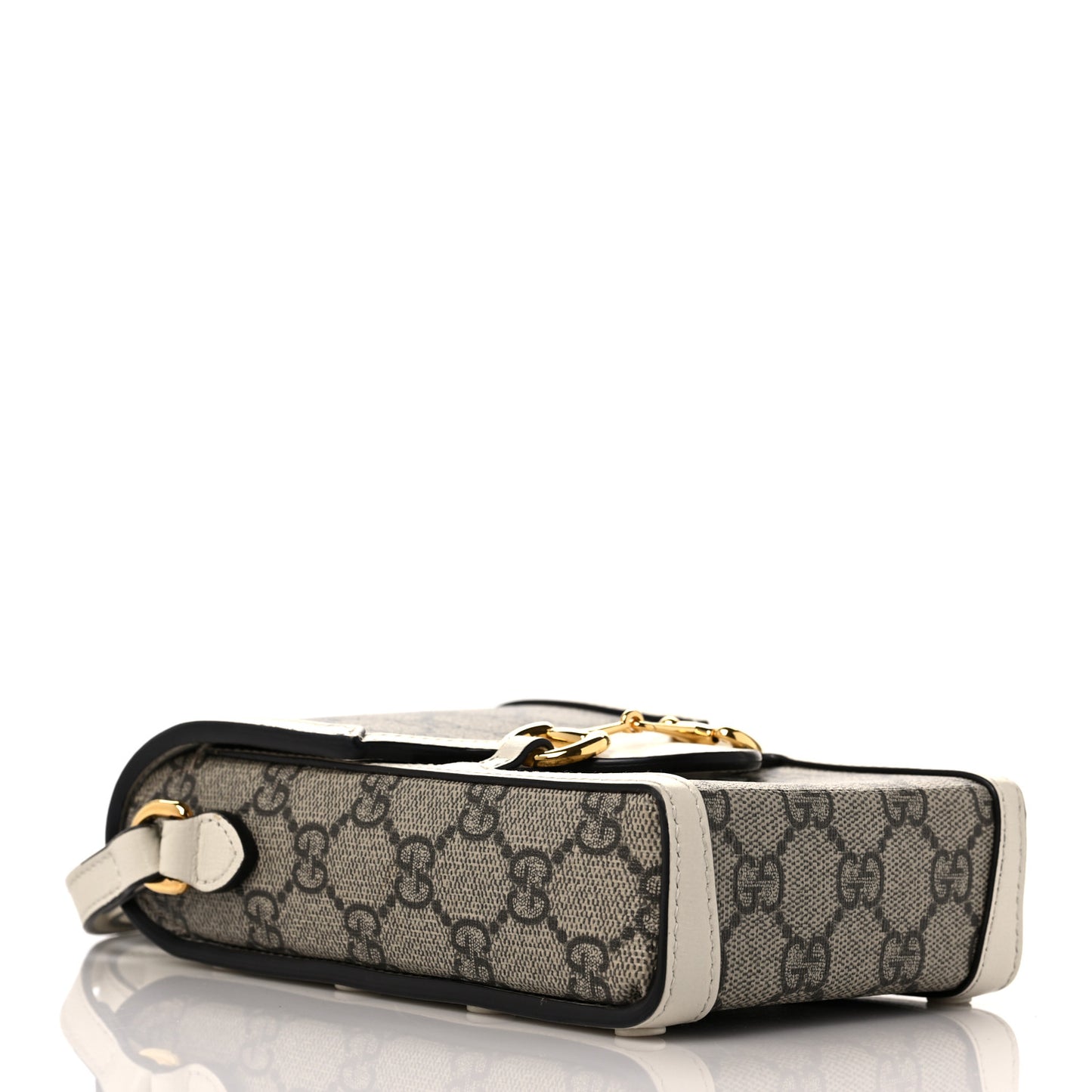 GG Supreme Monogram Azalea Calfskin Mini Horsebit 1955 Crossbody Bag Beige Ebony Mystic White