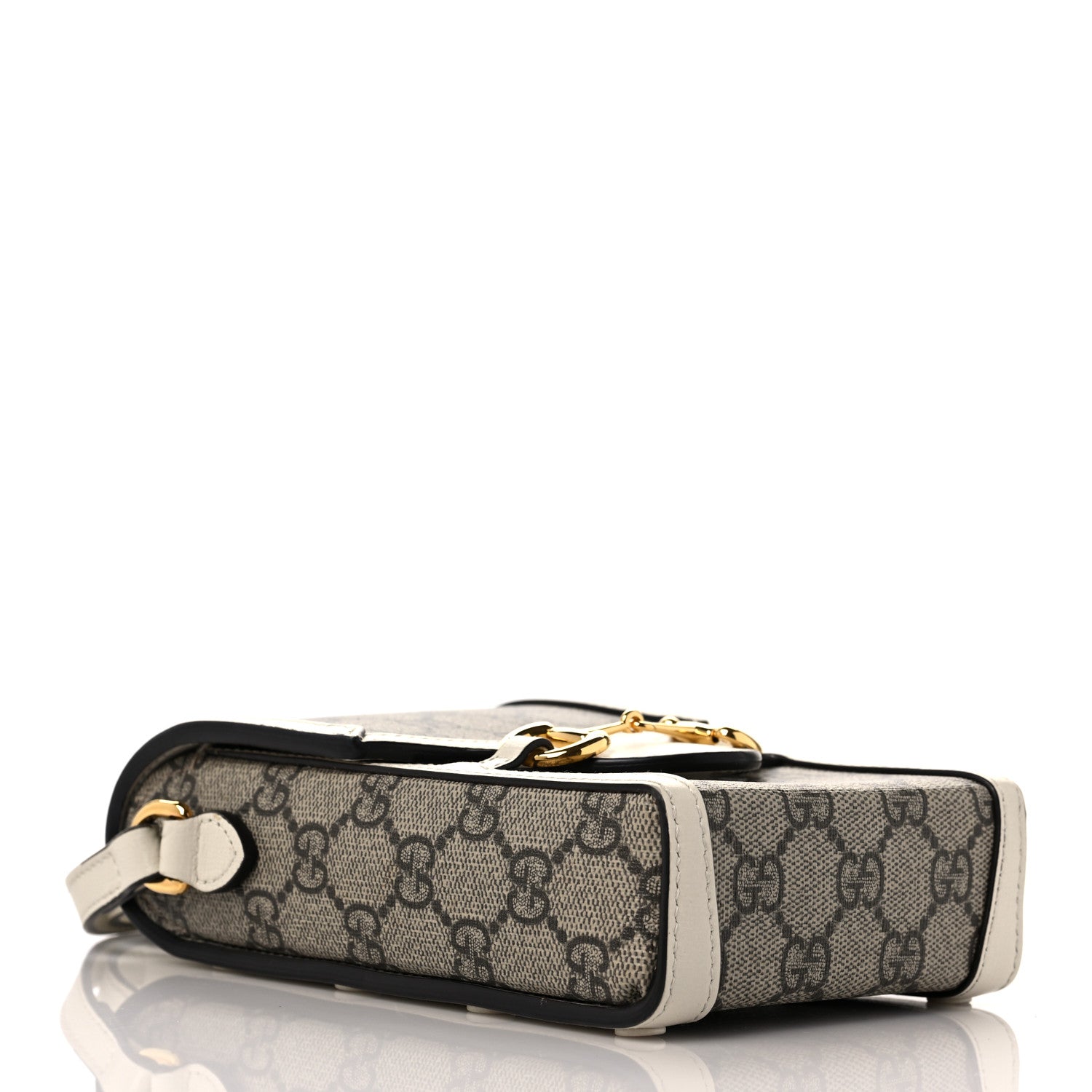 Gucci GG Supreme Monogram Azalea Calfskin Mini Horsebit 1955 Crossbody Bag Beige Ebony Mystic White 4 of 9