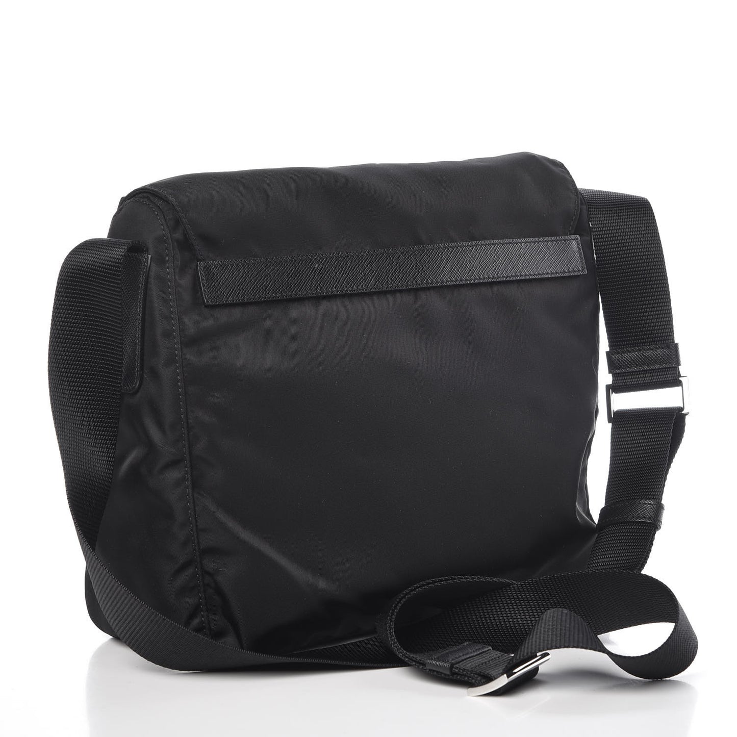 Nylon Vela Saffiano Single Buckle Messenger Shoulder Bag Black
