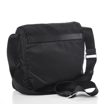 Prada Nylon Vela Saffiano Single Buckle Messenger Shoulder Bag Black 3 of 10