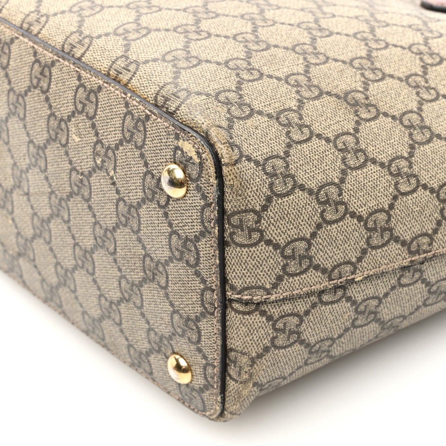GG Supreme Monogram Medium Zippered Bucket Tote Beige Tuscany