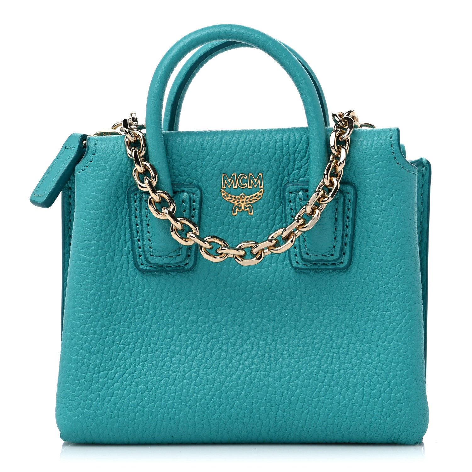 MCM Calfskin Milla Wallet Charm Tile Blue 1 of 8