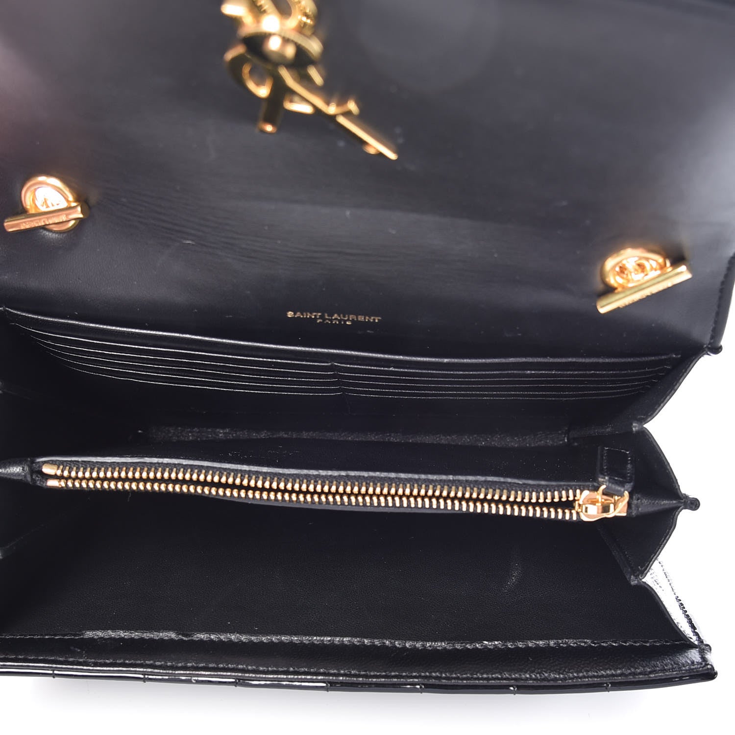 Saint Laurent Patent Matelasse Monogram Vicky Chain Bag Black 7 of 9