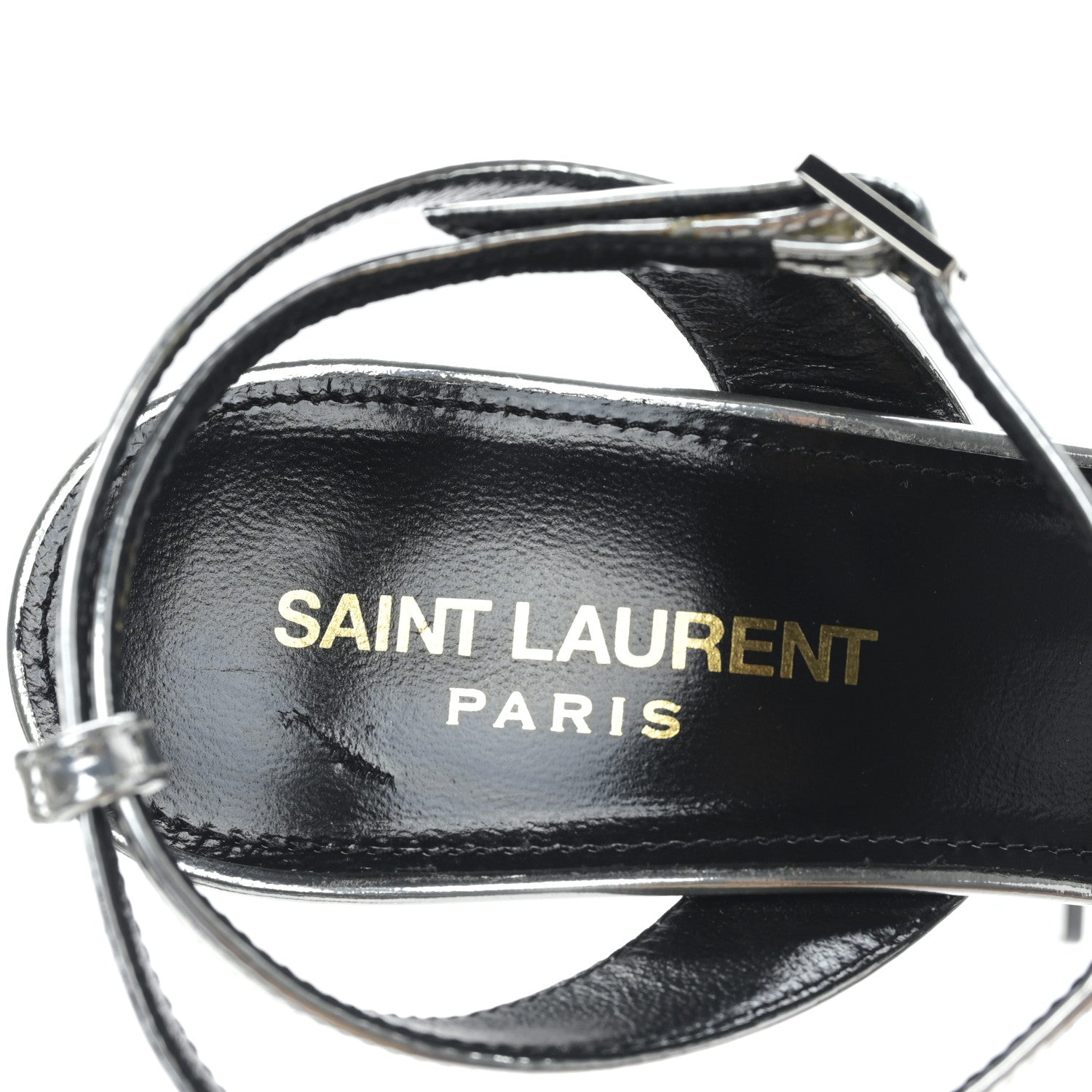 Saint Laurent Metallic Patent Jodie 95 Platform Sandals 37 Silver 8 of 8