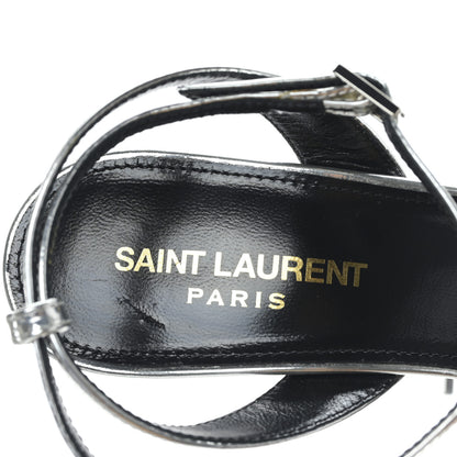 Saint Laurent Metallic Patent Jodie 95 Platform Sandals 37 Silver 8 of 8