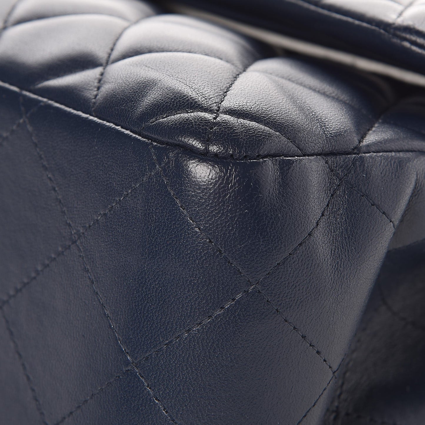 Lambskin Quilted Jumbo Double Flap Navy