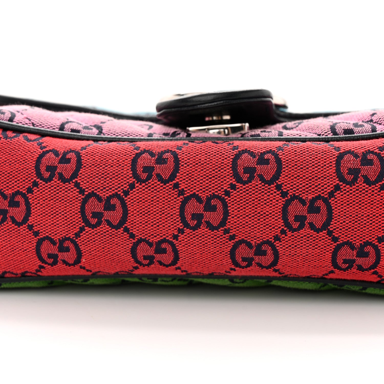 Gucci Monogram Multicolor Matelasse Diagonal Small GG Marmont Shoulder Bag Light Blue Pink Blue Green Red 11 of 12