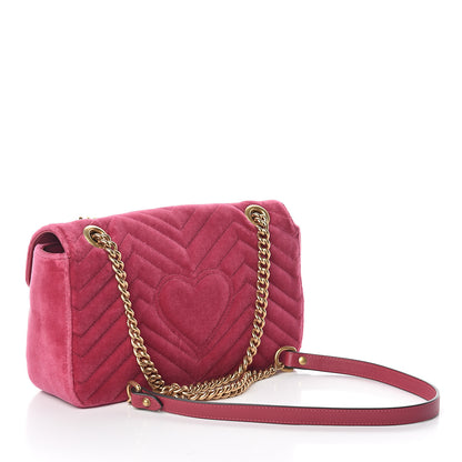Gucci Velvet Matelasse Small GG Marmont Shoulder Bag Light Raspberry Rose 2 of 8