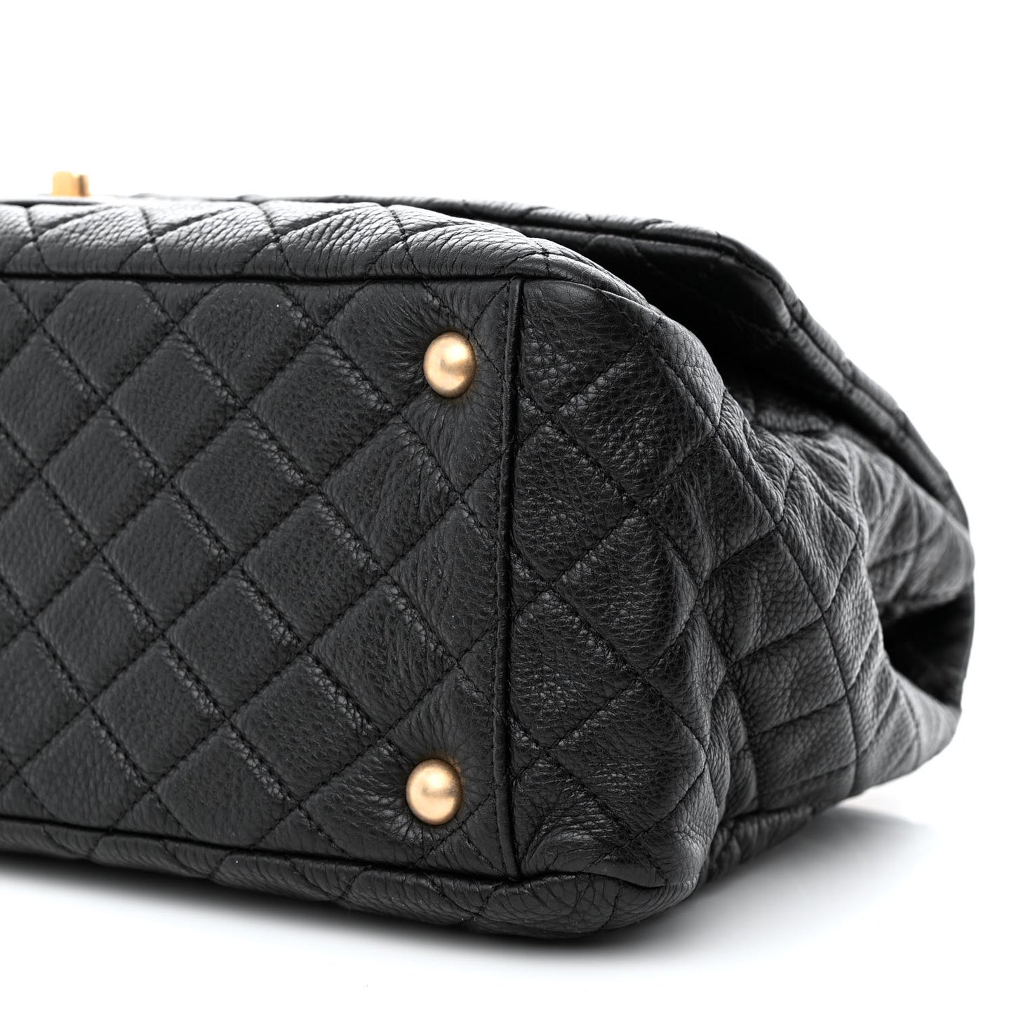 Calfskin Quilted XXL Travel Flap Bag Black
