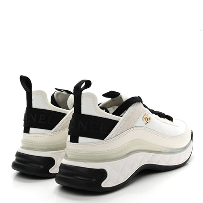 Chanel Velvet Calfskin Mixed Fibers CC Sneakers 39 Ivory Black 4 of 9