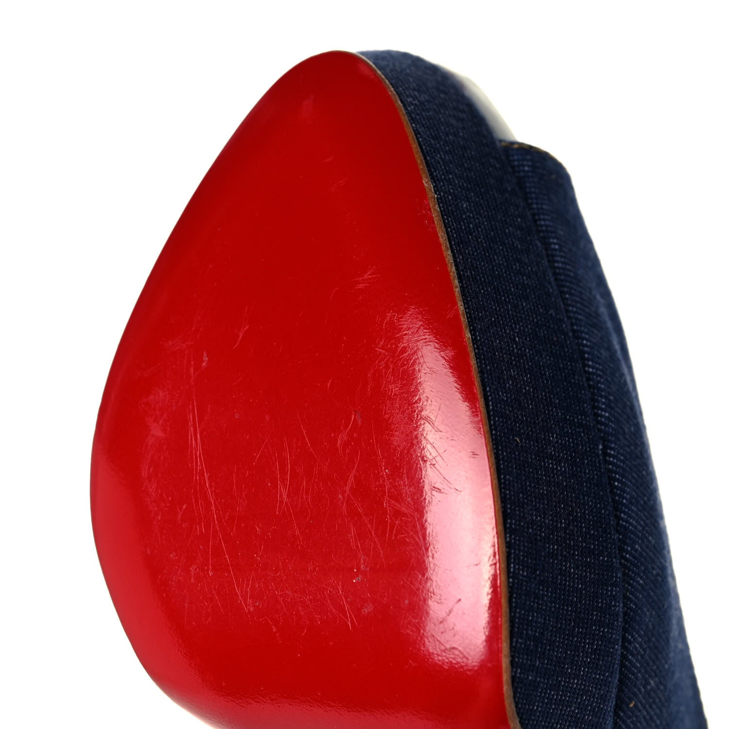 Christian Louboutin Denim Lady Peep Spikes 150 Pumps 37.5 Blue Arancio 8 of 9
