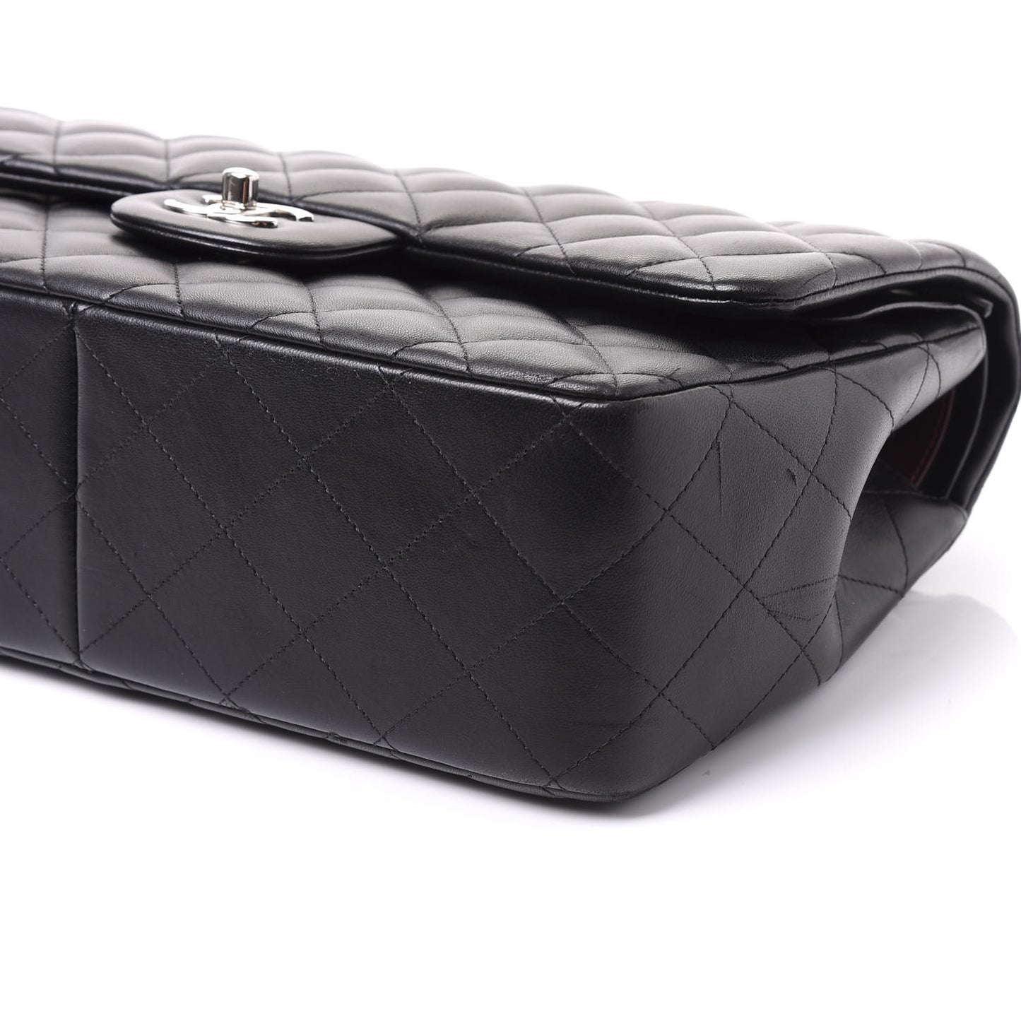 Lambskin Quilted Jumbo Double Flap Black