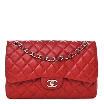 Chanel Caviar Quilted Jumbo Double Flap Red 1 of 17
