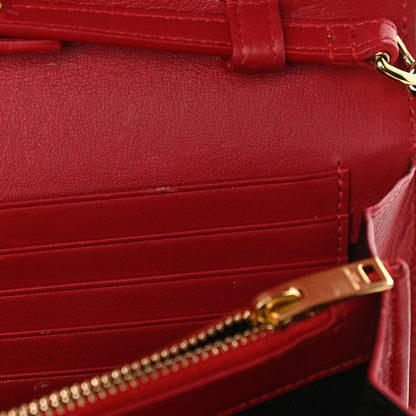 Saint Laurent Calfskin Crocodile Embossed Monogram Chain Wallet New Lipstick Red 11 of 11