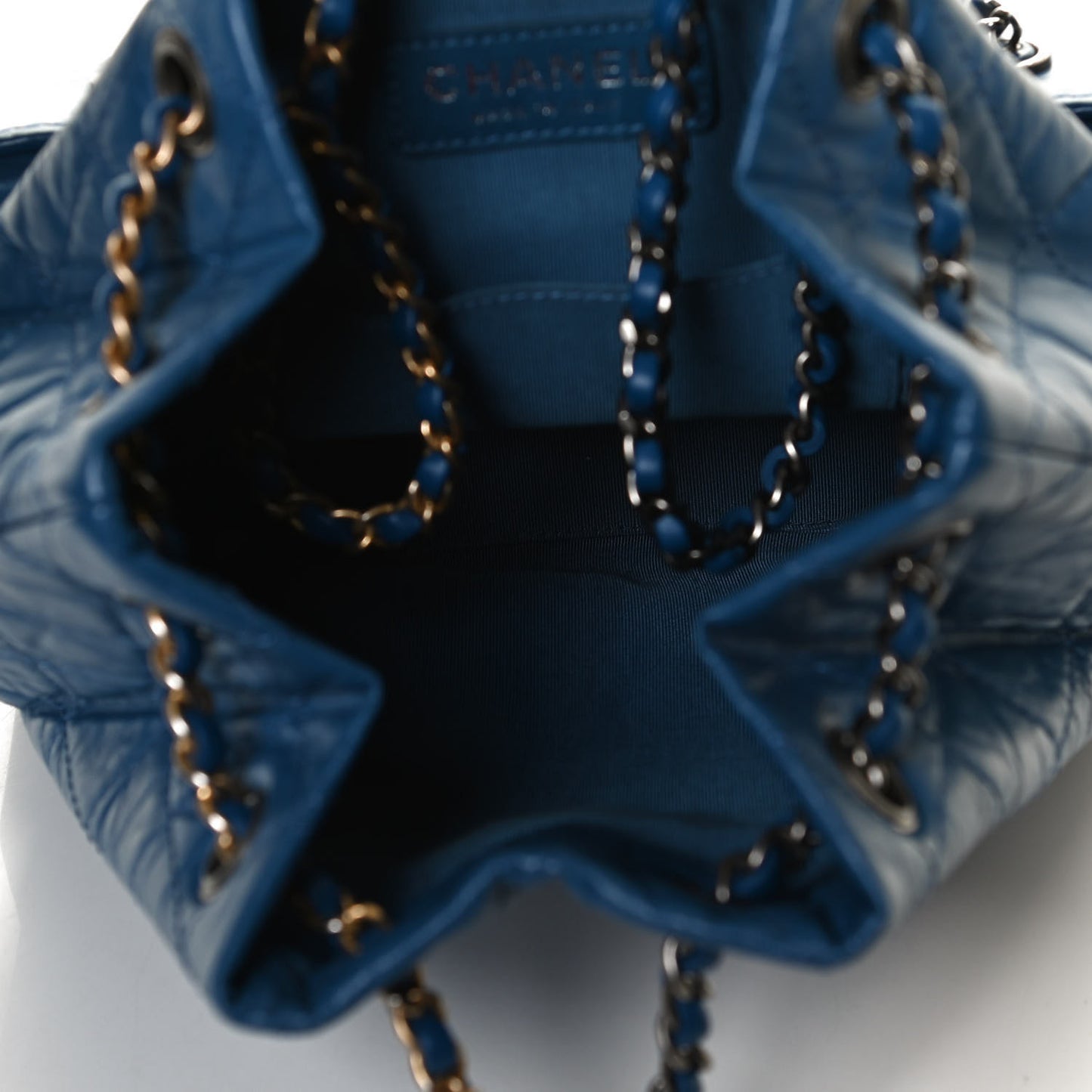 Aged Calfskin Quilted Small Gabrielle Backpack Blue