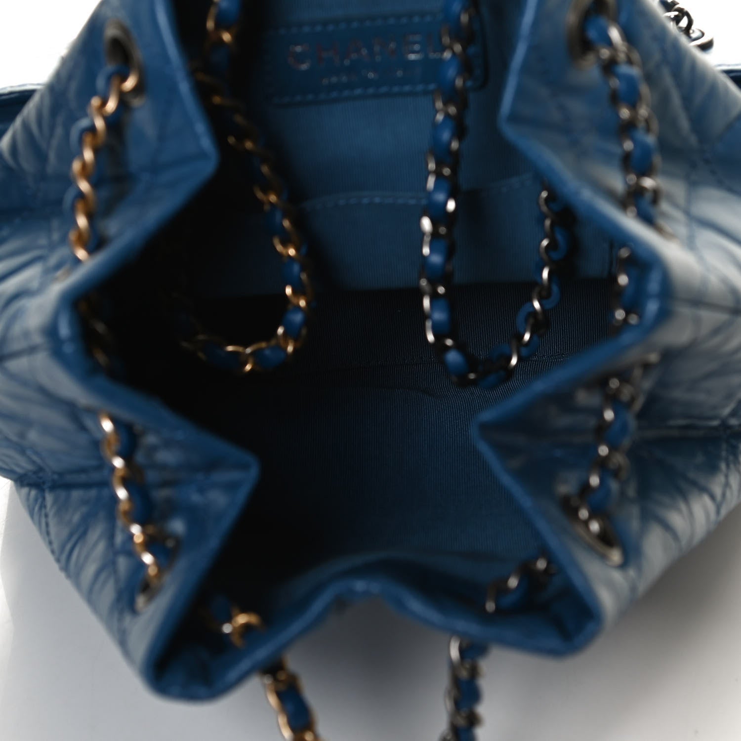 Chanel Aged Calfskin Quilted Small Gabrielle Backpack Blue 4 of 11