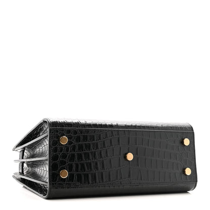 Saint Laurent Calfskin Crocodile Embossed Baby Sac De Jour Black 4 of 12