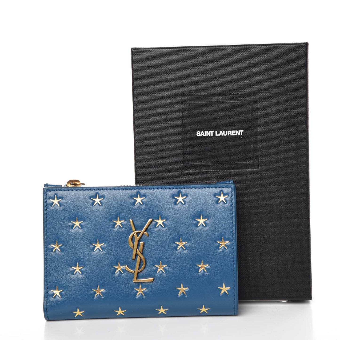 Calfskin Star Print Monogram Fragments Wallet Blue