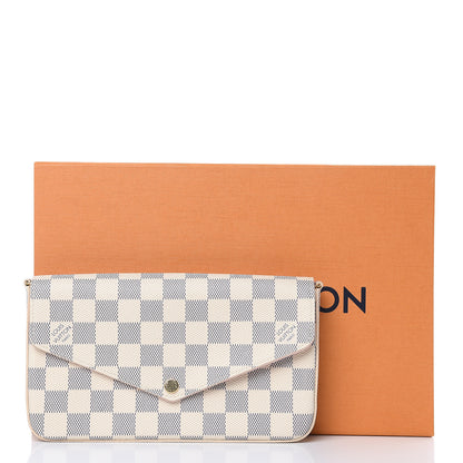 Louis Vuitton Damier Azur Pochette Felicie Chain Wallet Rose Ballerine 8 of 8