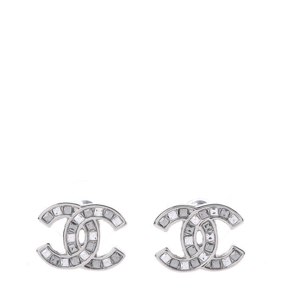 Chanel Crystal Timeless CC Earrings Silver 1 of 5