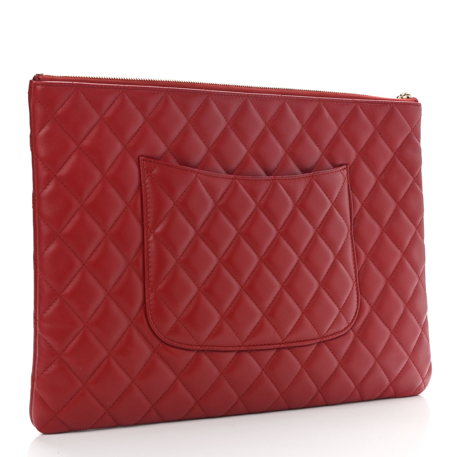 Chanel Lambskin Quilted Large Cosmetic Case Red 4 of 8