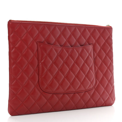 Chanel Lambskin Quilted Large Cosmetic Case Red 4 of 8
