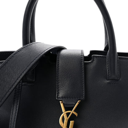 Saint Laurent Calfskin Suede Small Monogram Downtown Cabas Navy Blue 7 of 9