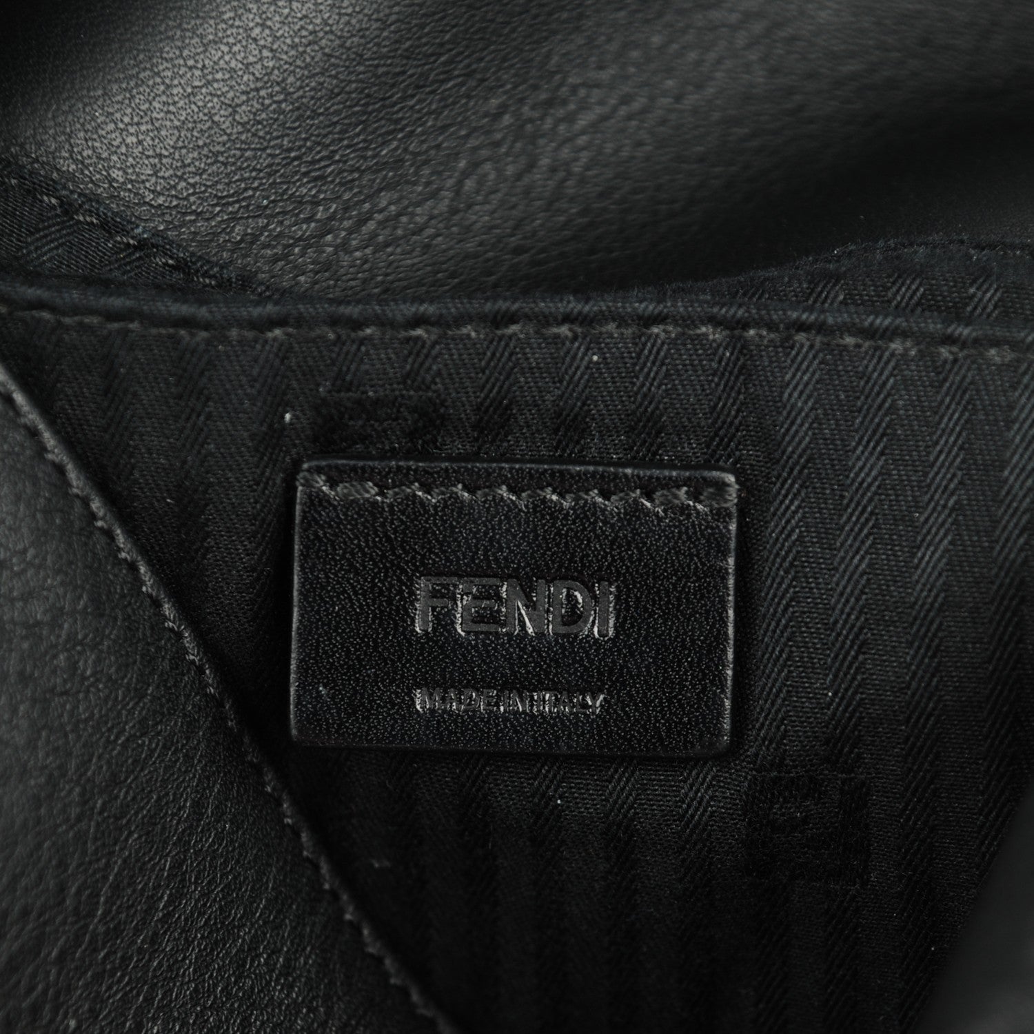 Fendi Vitello Flamingo Enamel Fendista Pouchette Crossbody Black 7 of 9
