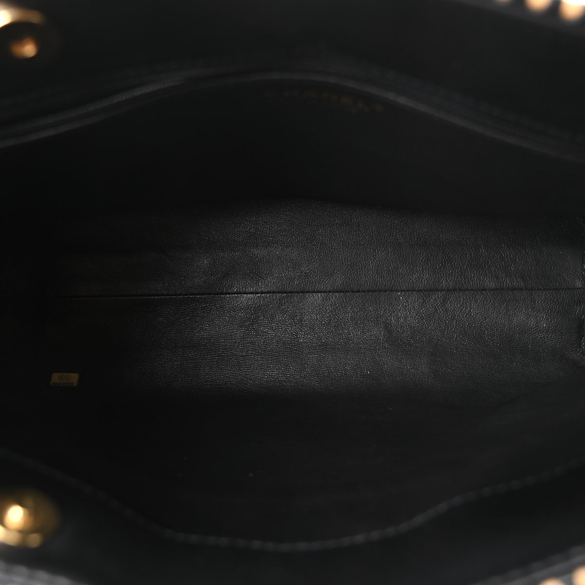 Chanel Calfskin Quilted Perforated Edge Tote  Black 5 of 10