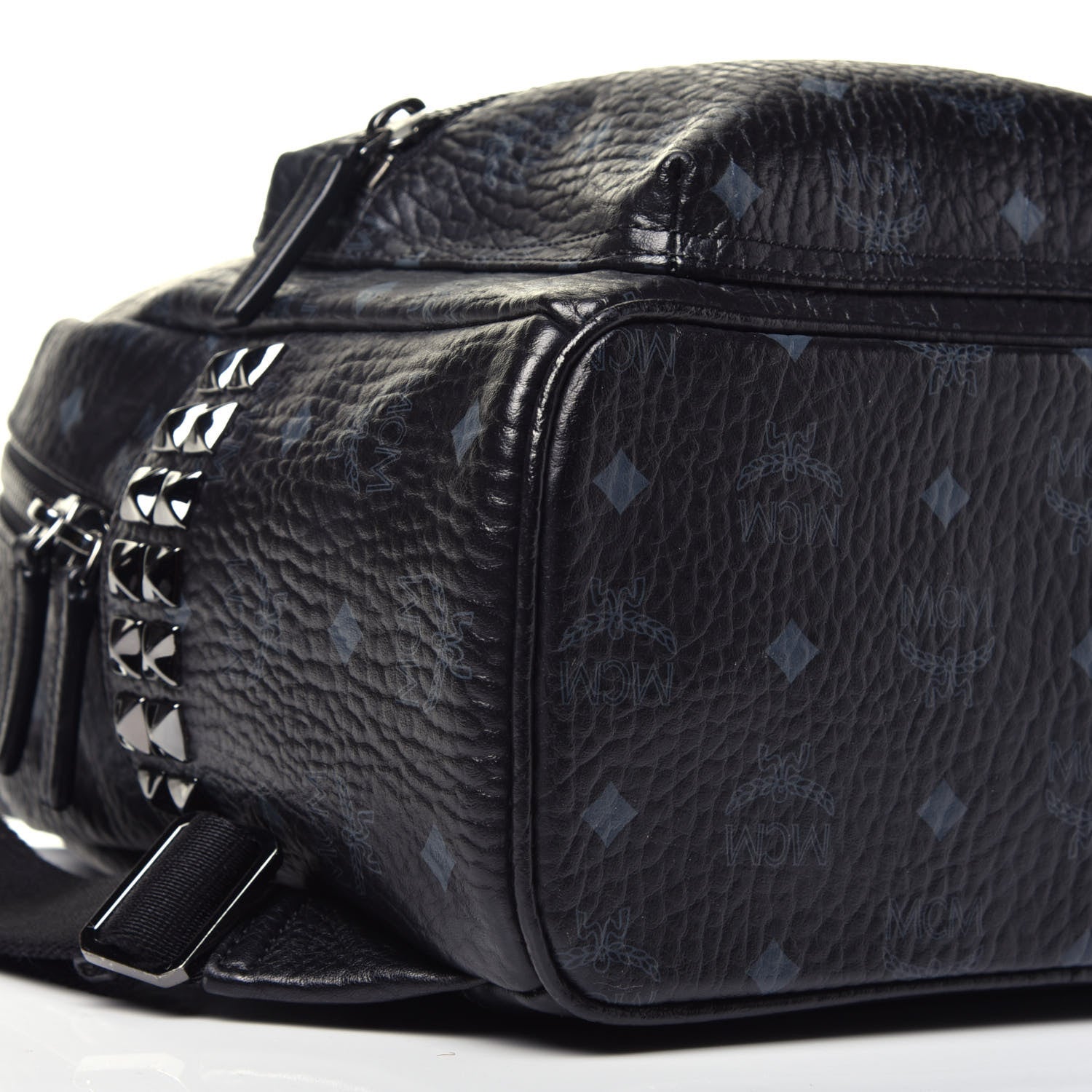 MCM Visetos Small Side Stud Stark Backpack Black 7 of 8