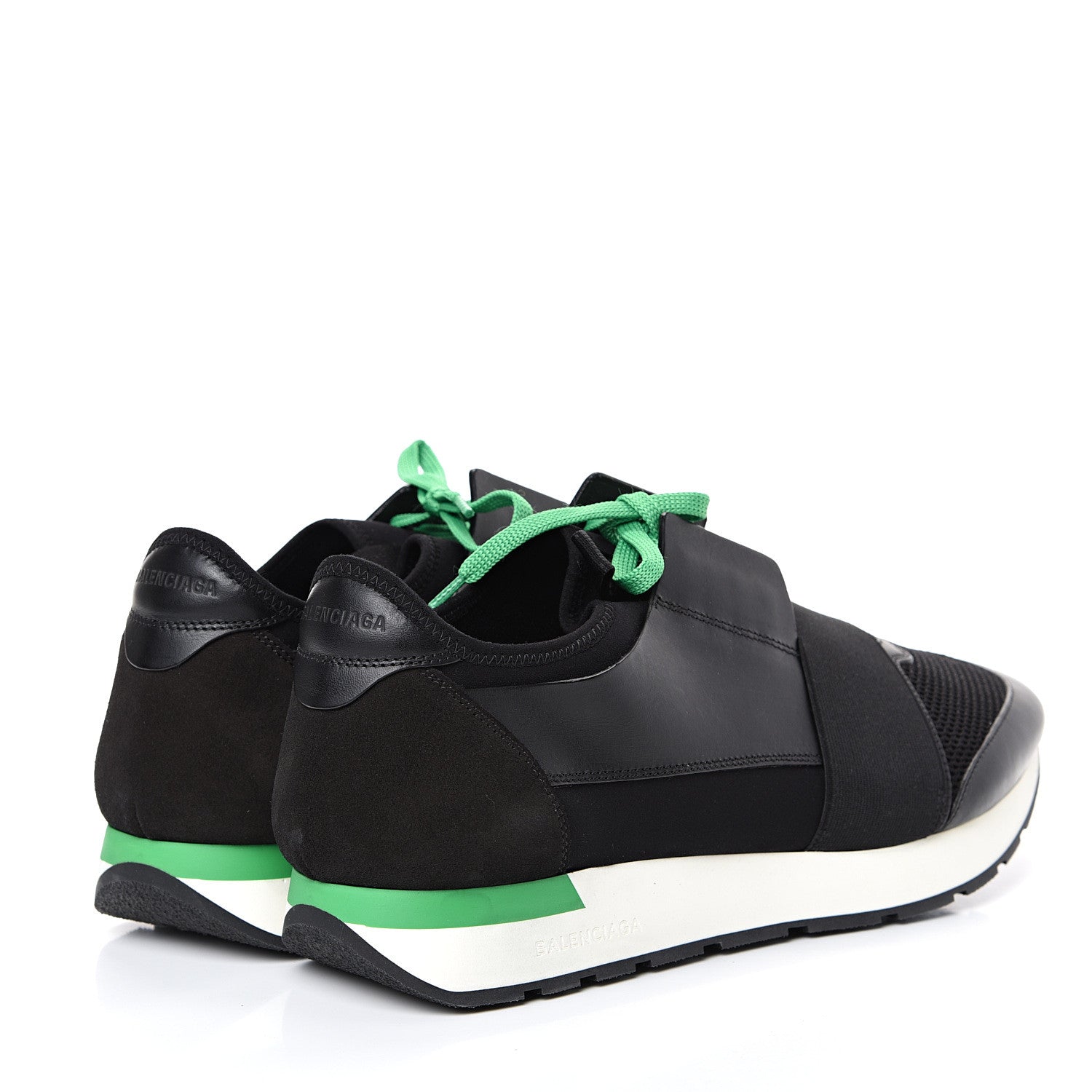 Balenciaga Mesh Calfskin Neoprene Mens Race Runner Sneakers 45 Black 4 of 7