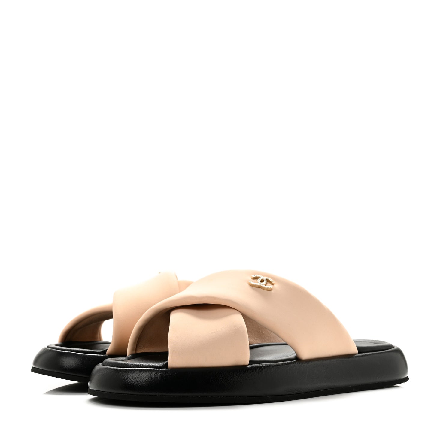 Fabric CC Mules Sandals 40 Light Beige