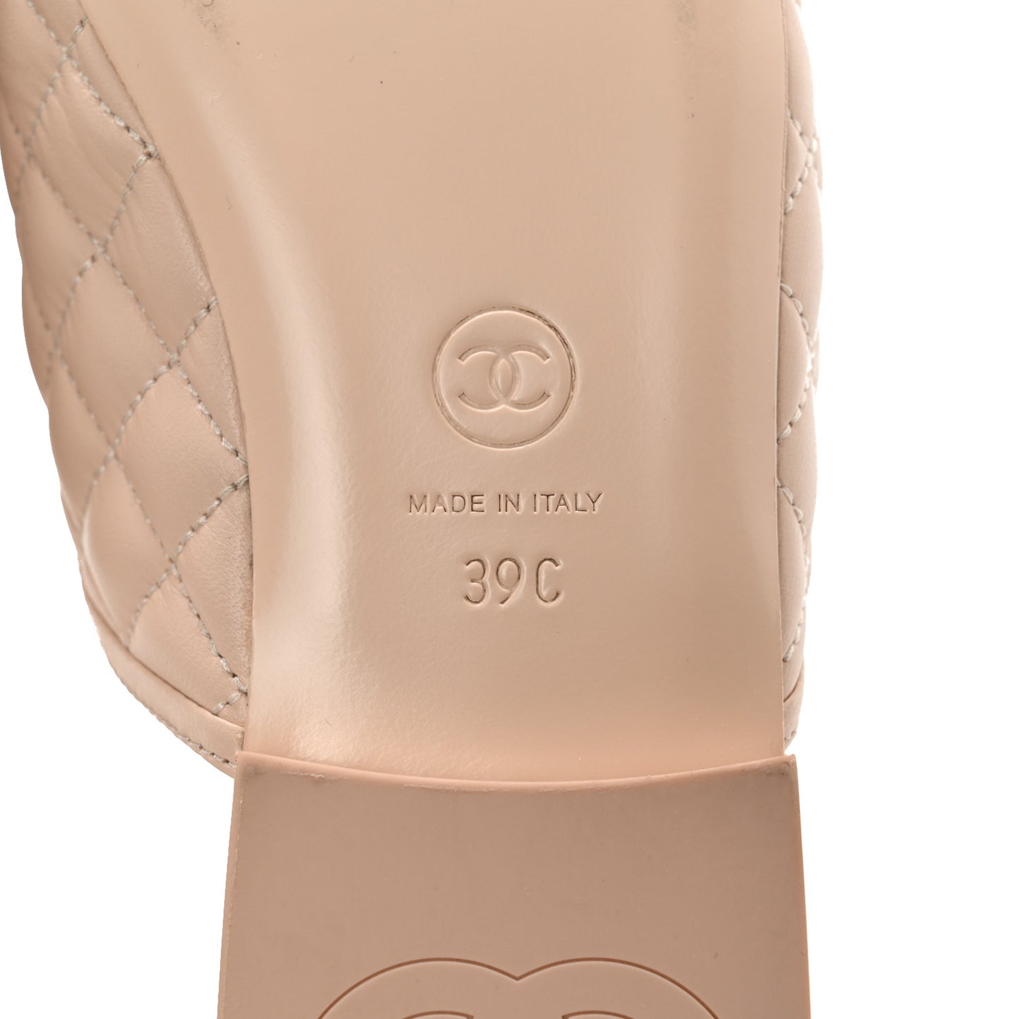 Lambskin Quilted Chain CC Mules 39 Light Pink