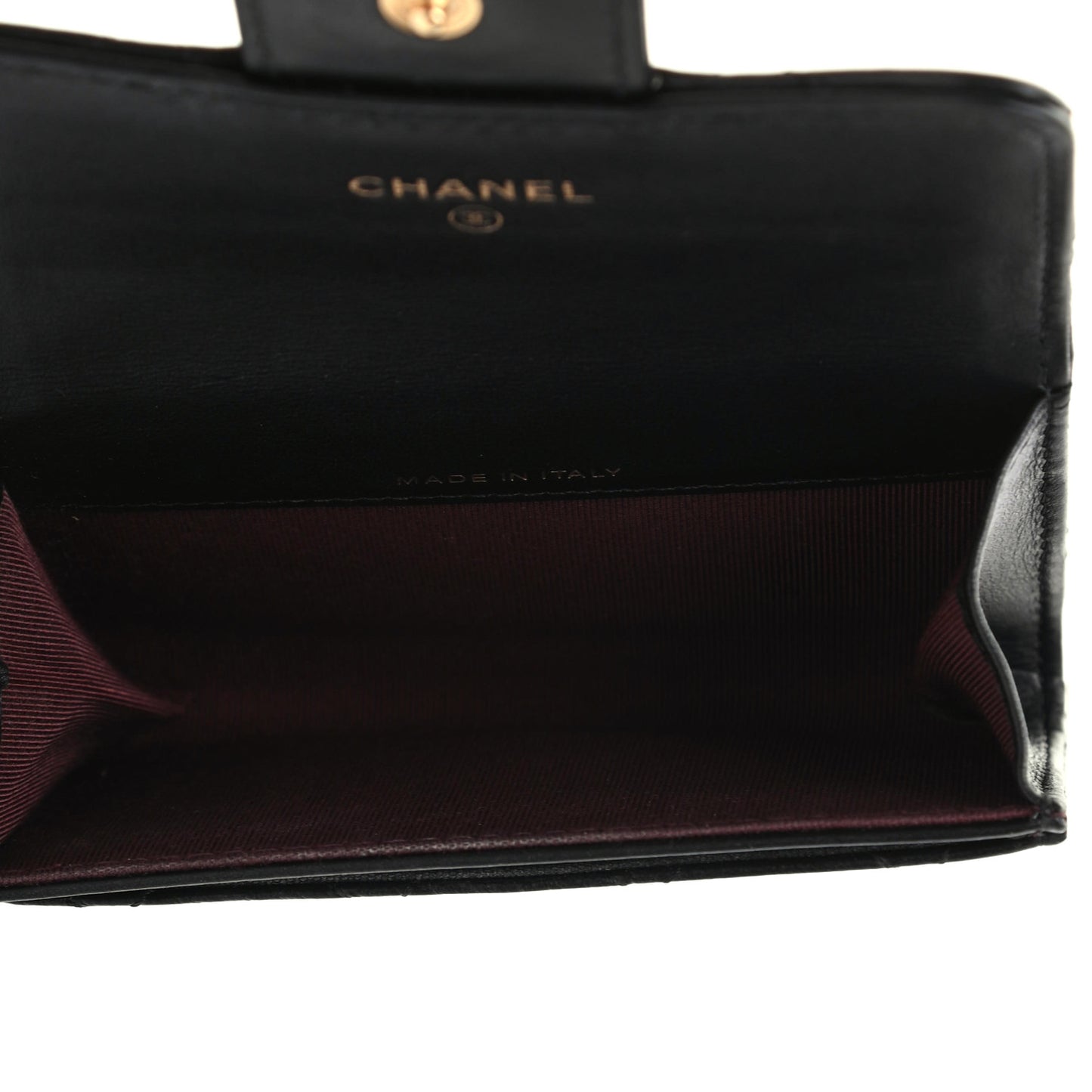 Aged Calfskin Quilted Reissue Flap Card Holder Black