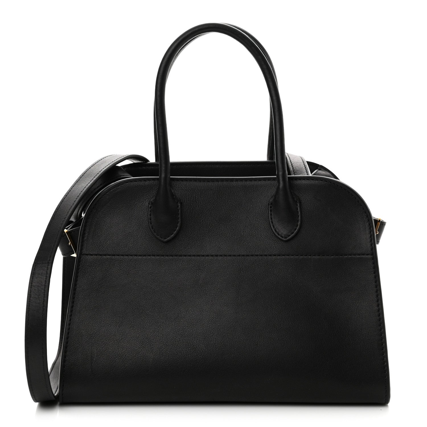 The Row Polished Saddle Calfskin Soft Margaux 10 Bag Black 1 of 10