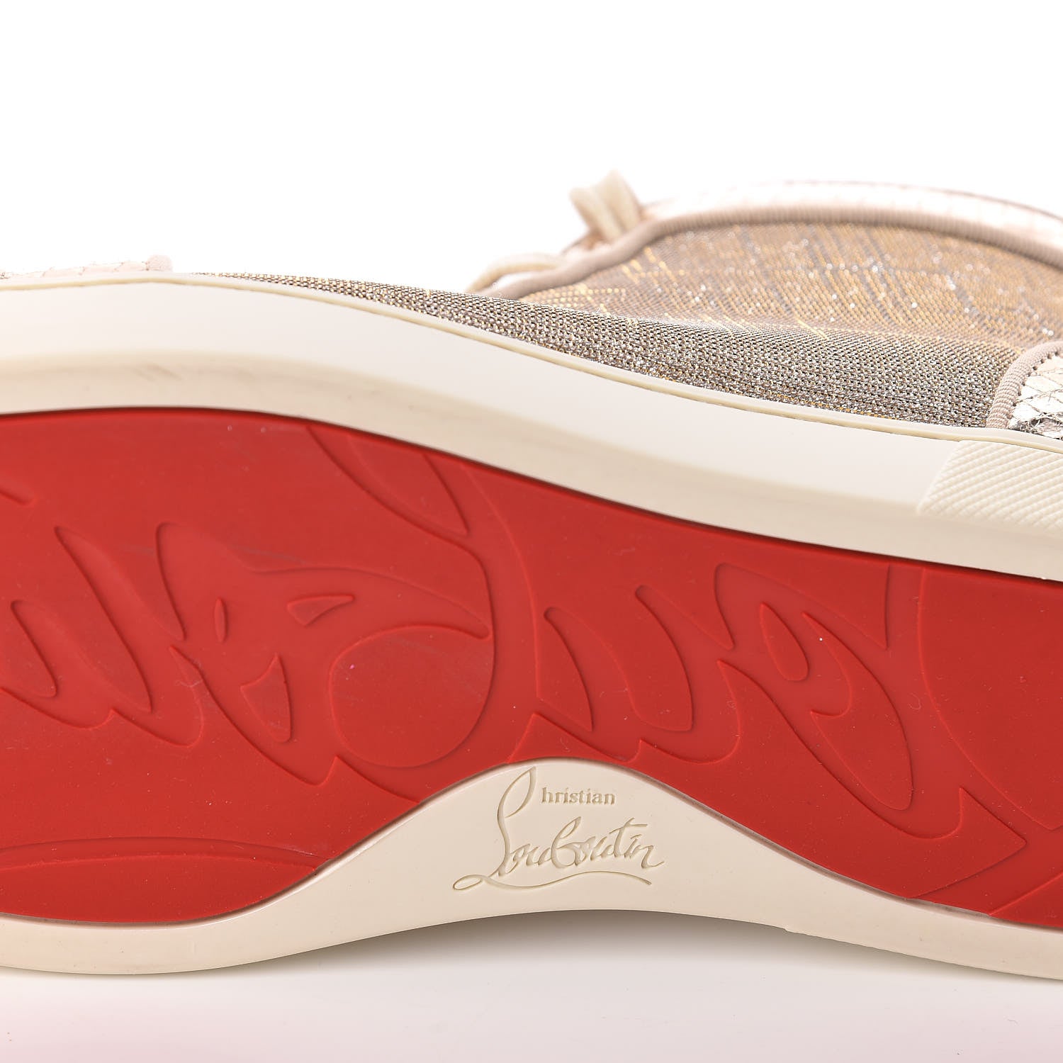 Christian Louboutin Lame Womens Lou Spikes Flat Sneakers 37.5 Gold 7 of 9