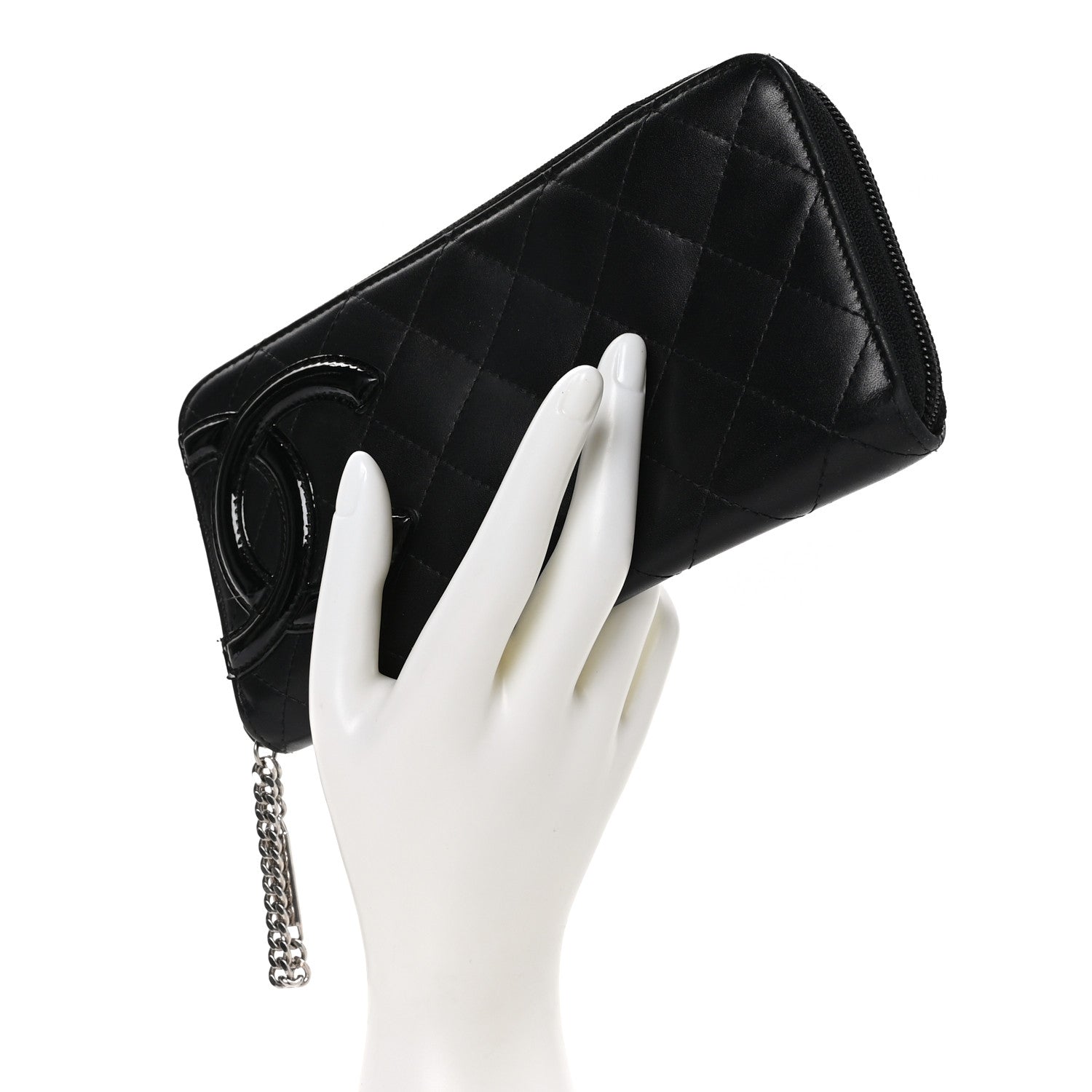 Chanel Calfskin Quilted Cambon Large Gusset Zip Around Wallet Black 2 of 10