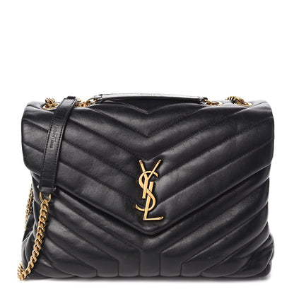 Saint Laurent Calfskin Y Quilted Monogram Medium Loulou Chain Satchel Black 1 of 15