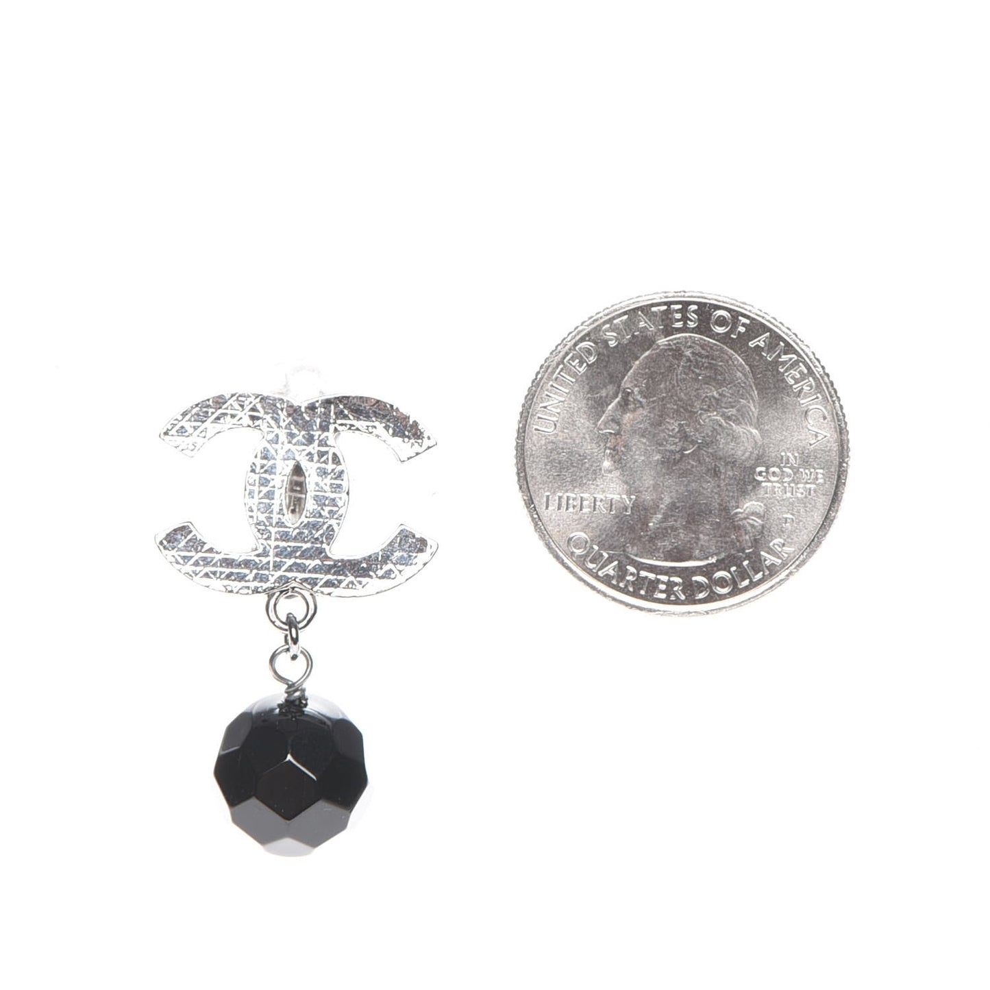 Ruthenium Bead CC Drop Earrings Black