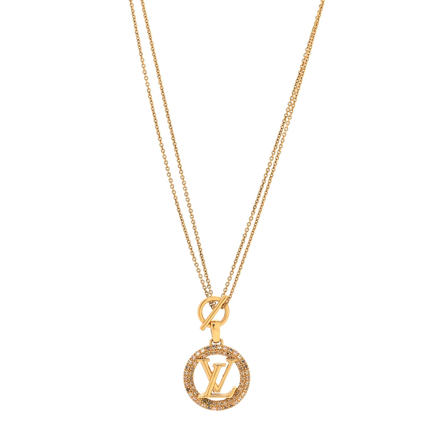 Louis Vuitton Metal Crystal Louise Tresor Necklace Gold Multicolor 1 of 6
