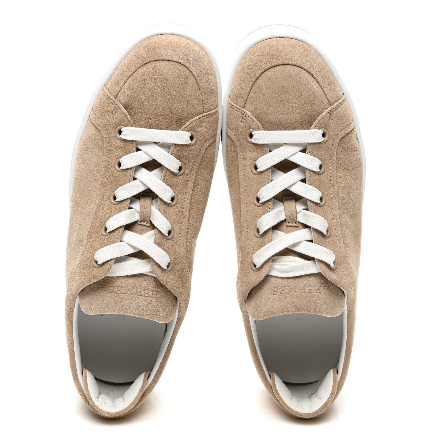 Hermes Suede Goatskin Womens Kid Sneakers 38 Beige Camel 2 of 9