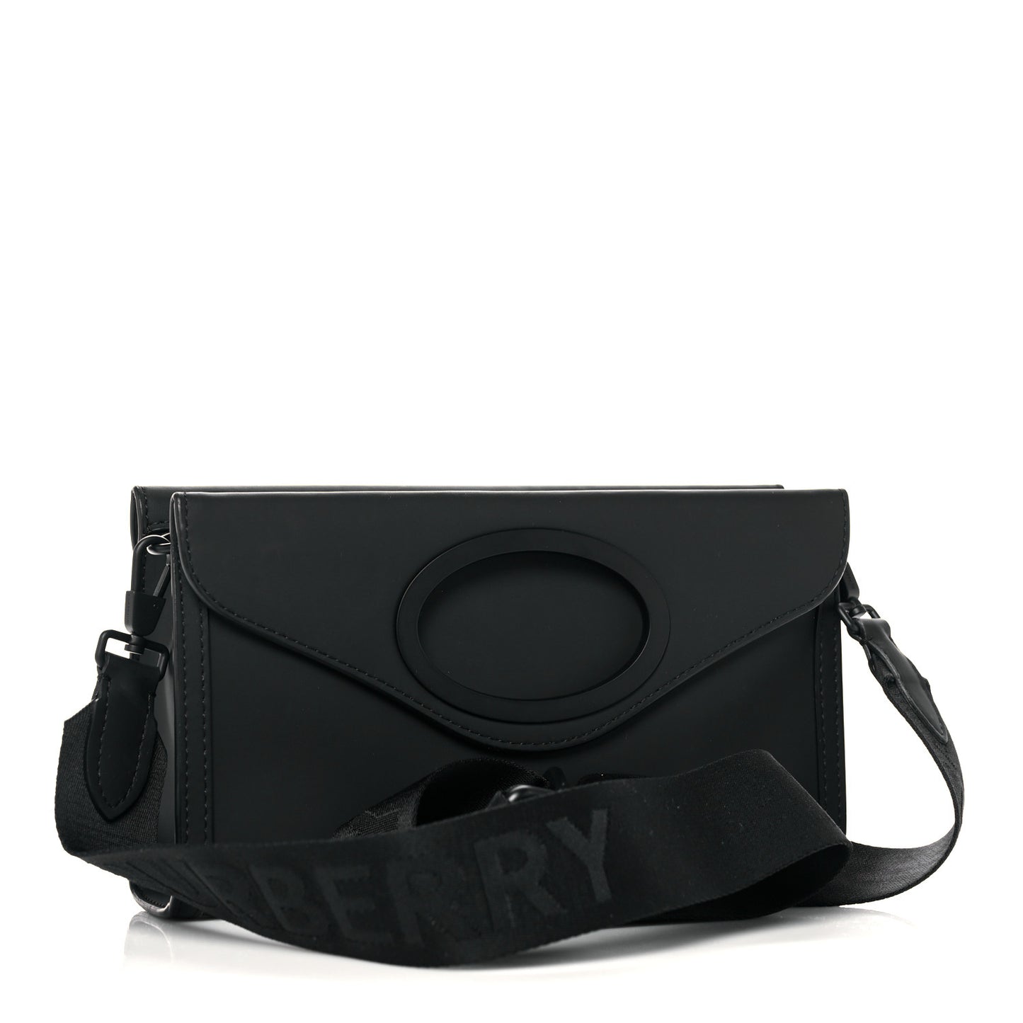 Rubberised Cotton Foldover Pocket Bag Black