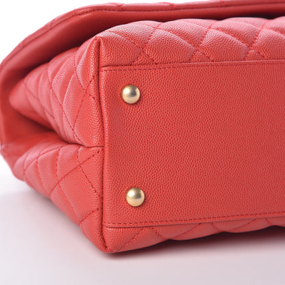 Chanel Caviar Quilted Small Coco Handle Flap Red 8 of 10