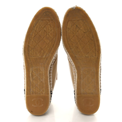 Chanel Lambskin Canvas Cap Toe Lace Up Espadrilles 40 Dark Beige Black 5 of 8